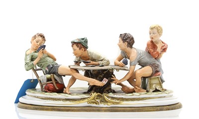 Lot 103 - A Capo di Monte figure group, 'The Cheat'