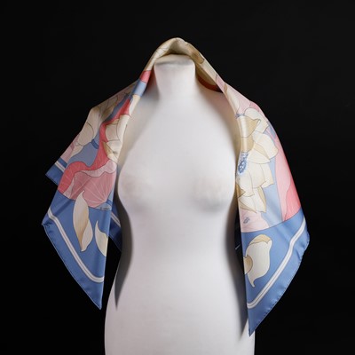 Lot 1423 - A Hermès 'Fleurs De Lotus' silk scarf