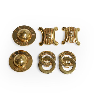 Lot 1248 - A group of gilt metal clip earrings, by Celine