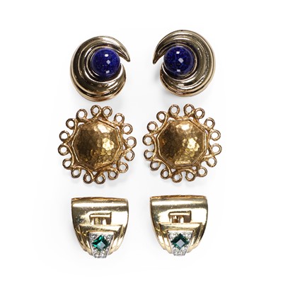 Lot 1247 - A group of gilt metal clip earrings