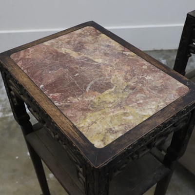 Lot 157 - A pair of Chinese hardwood urn stands