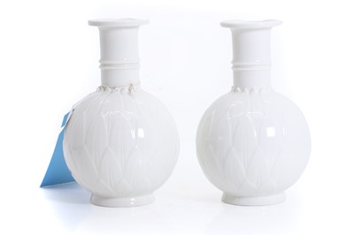 Lot 102 - A pair of Royal Copenhagen Blanc de Chine vases