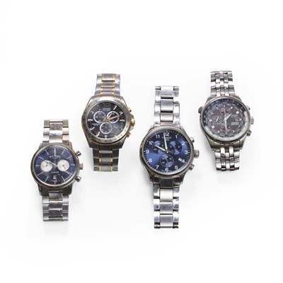 Lot 1325 - A group of gentlemen's stainless steel chronograph bracelet watches