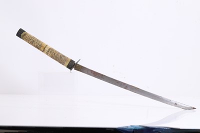 Lot 361 - A Japanese bone and copper mounted Katana