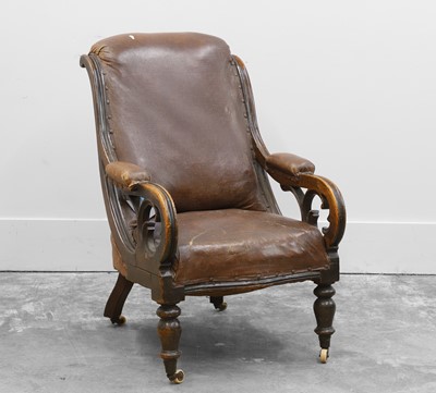 Lot 515 - A walnut library armchair