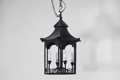 Lot 52 - A toleware chinoiserie lantern