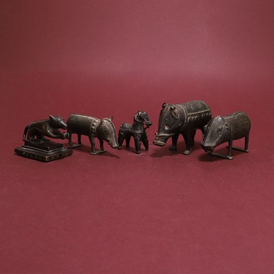 Lot 26 - Three Indian bronze figures of the Panjurli boar