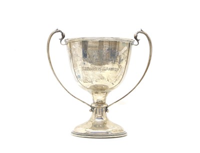 Lot 17 - A twin handled silver trophy cup