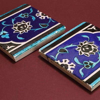 Lot 67 - Two Persian 'Dome of the Rock' pottery tiles