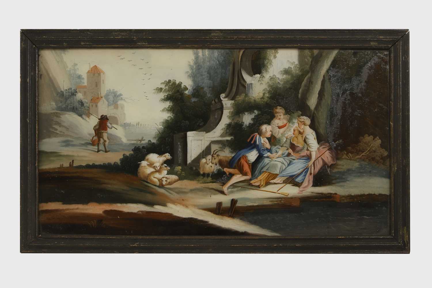 Lot 386 - A reverse glass painting