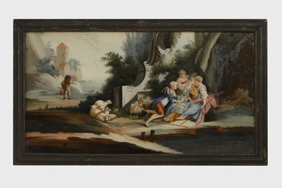 Lot 386 - A reverse glass painting
