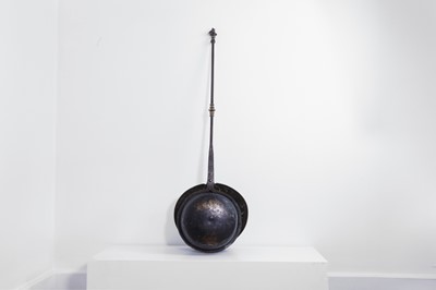 Lot 353 - A brass and iron warming pan