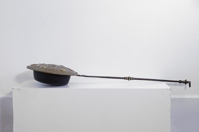 Lot 353 - A brass and iron warming pan