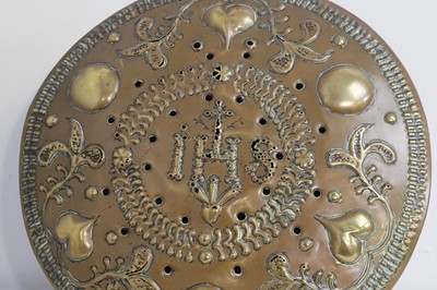 Lot 353 - A brass and iron warming pan