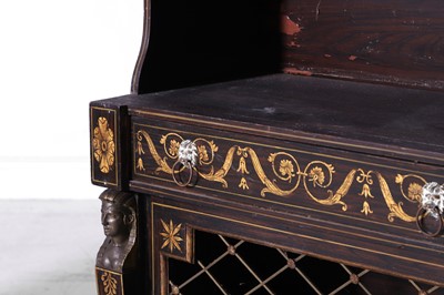 Lot 158 - A pair of Regency style painted wooden waterfall bookcases