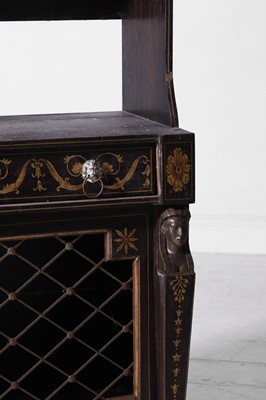 Lot 158 - A pair of Regency style painted wooden waterfall bookcases