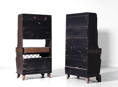 Lot 158 - A pair of Regency style painted wooden waterfall bookcases