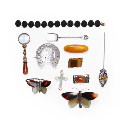 Lot 1230 - A group of gold, silver and costume jewellery