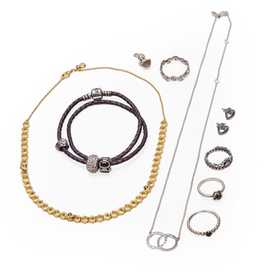 Lot 1239 - A group of silver and silver gilt Pandora jewellery
