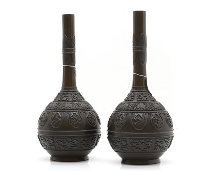 Lot 170 - A large pair of Japanese bronze vases
