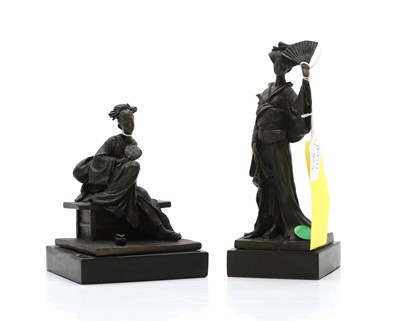 Lot 272 - Two cast metal Geisha girl groups
