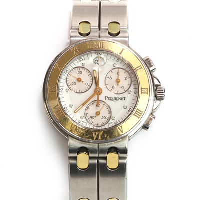 Lot 1320 - A gentlemen's stainless steel Pequignet chronograph quartz bracelet watch