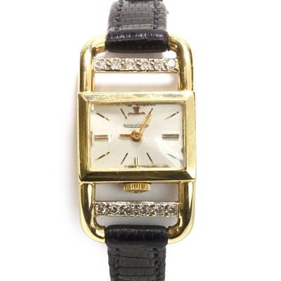 Lot 1314 - A ladies' 18ct gold Jaeger LeCoultre Etrier 'Lucchetto' mechanical strap watch