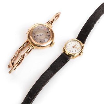 Lot 1323 - An early 20th century rose gold mechanical watch and a 9ct gold mechanical watch