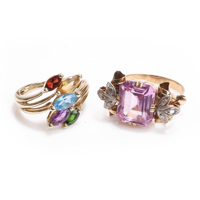 Lot 1176 - Two gold gemstone set rings