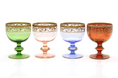 Lot 152 - A set of four coloured Murano glass goblets