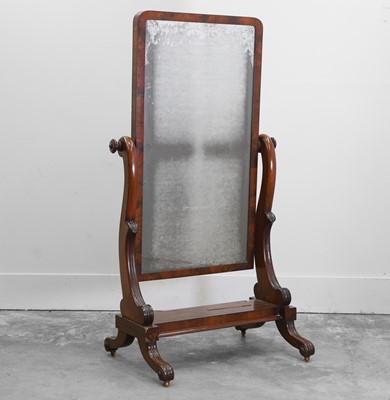 Lot 504 - A William IV mahogany cheval dressing mirror