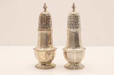 Lot 20 - A pair of silver sugar castors