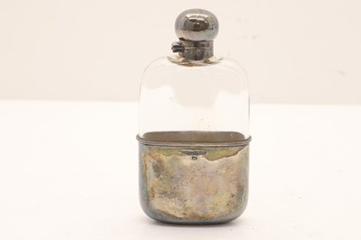 Lot 30 - A silver mounted glass hip flask
