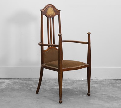 Lot 527 - An inlaid mahogany armchair