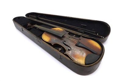 Lot 353 - A Continental cased violin and bow