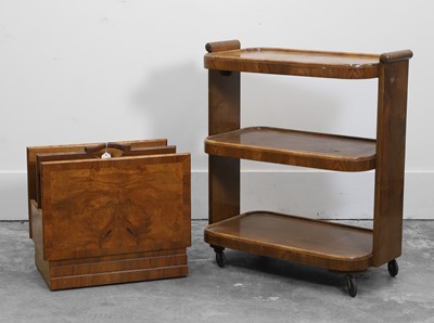 Lot 530 - An Art Deco walnut two-division magazine rack