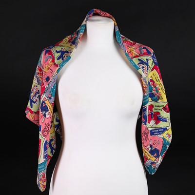 Lot 1407 - A Jacqmar 'Propaganda' rayon scarf