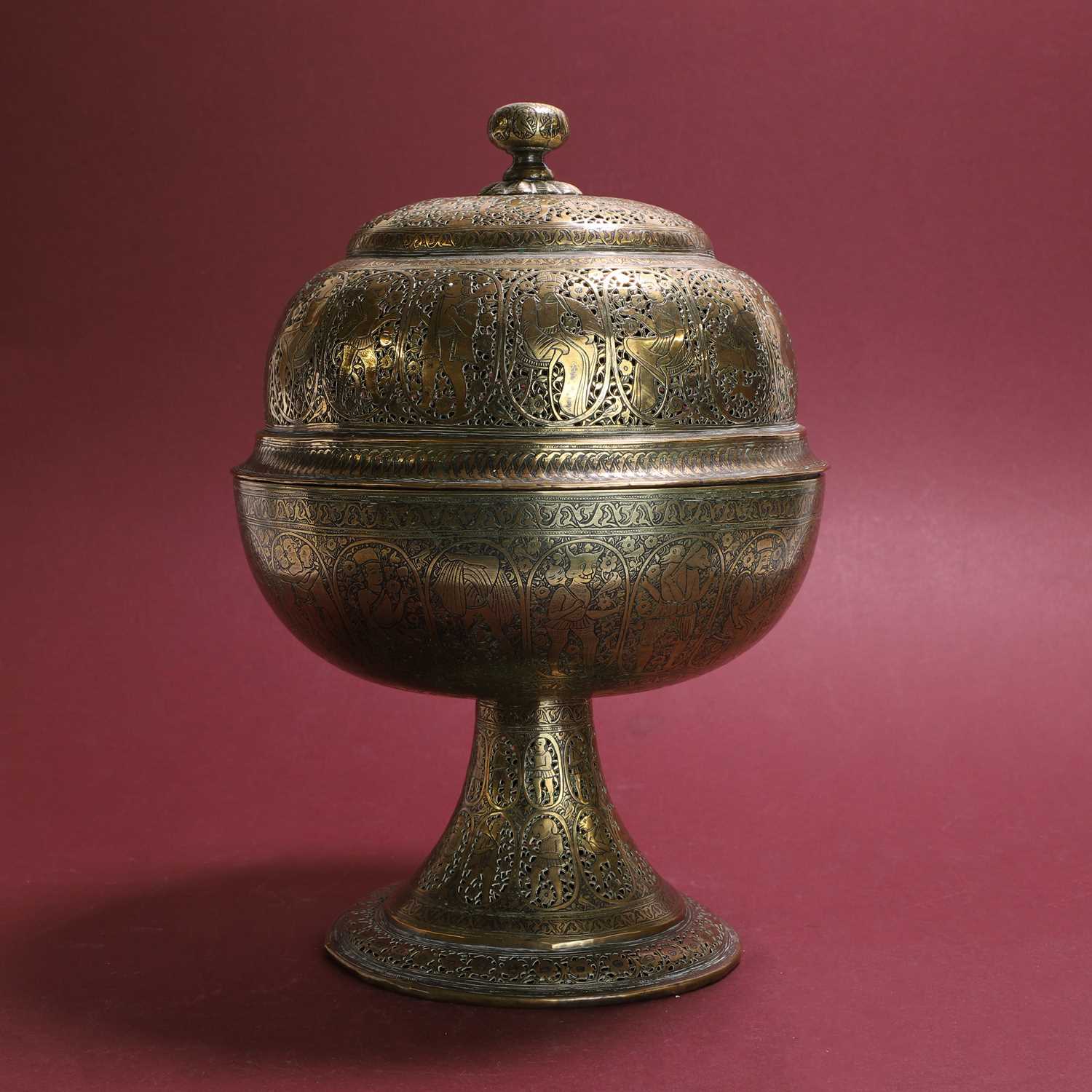Lot 13 - A Qajar brass incense burner