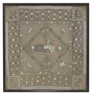 Lot 71 - A Persian embroidered panel