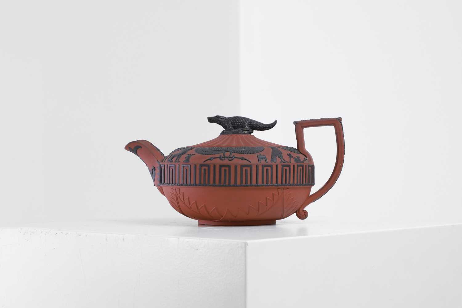 Lot 297 - A redware 'Battle of the Nile' teapot by Wedgwood