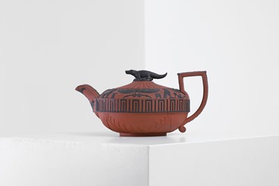 Lot 297 - A redware 'Battle of the Nile' teapot by Wedgwood