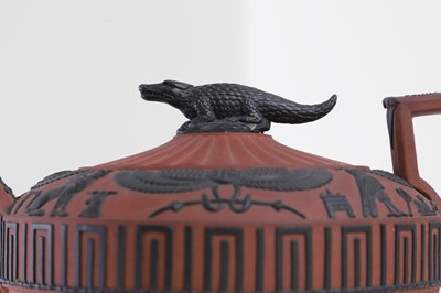 Lot 297 - A redware 'Battle of the Nile' teapot by Wedgwood