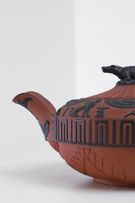 Lot 297 - A redware 'Battle of the Nile' teapot by Wedgwood