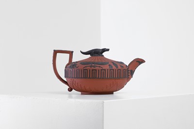 Lot 297 - A redware 'Battle of the Nile' teapot by Wedgwood