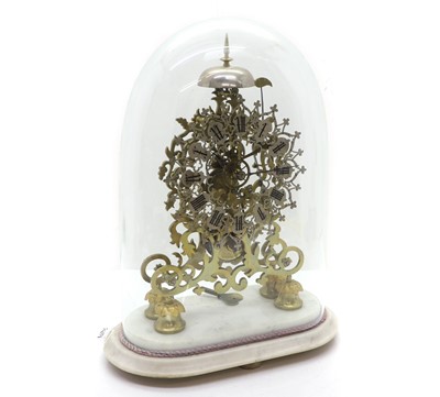 Lot 204 - A skeleton clock on a marble base