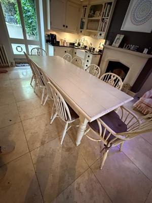 Lot 512 - A set of ten white painted Windsor chairs