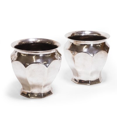 Lot 107 - A pair of Persian silver planters