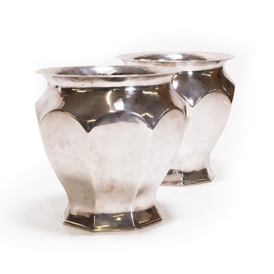 Lot 107 - A pair of Persian silver planters