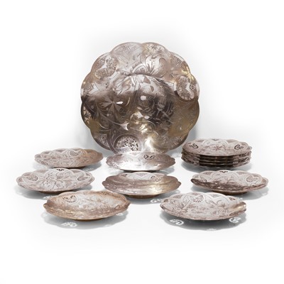 Lot 229 - A collection of Persian silver dishes