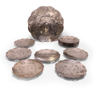 Lot 229 - A collection of Persian silver dishes